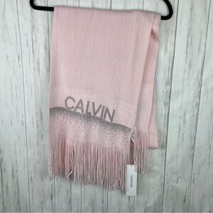 Calvin Klein NWT baby pink fringe scarf